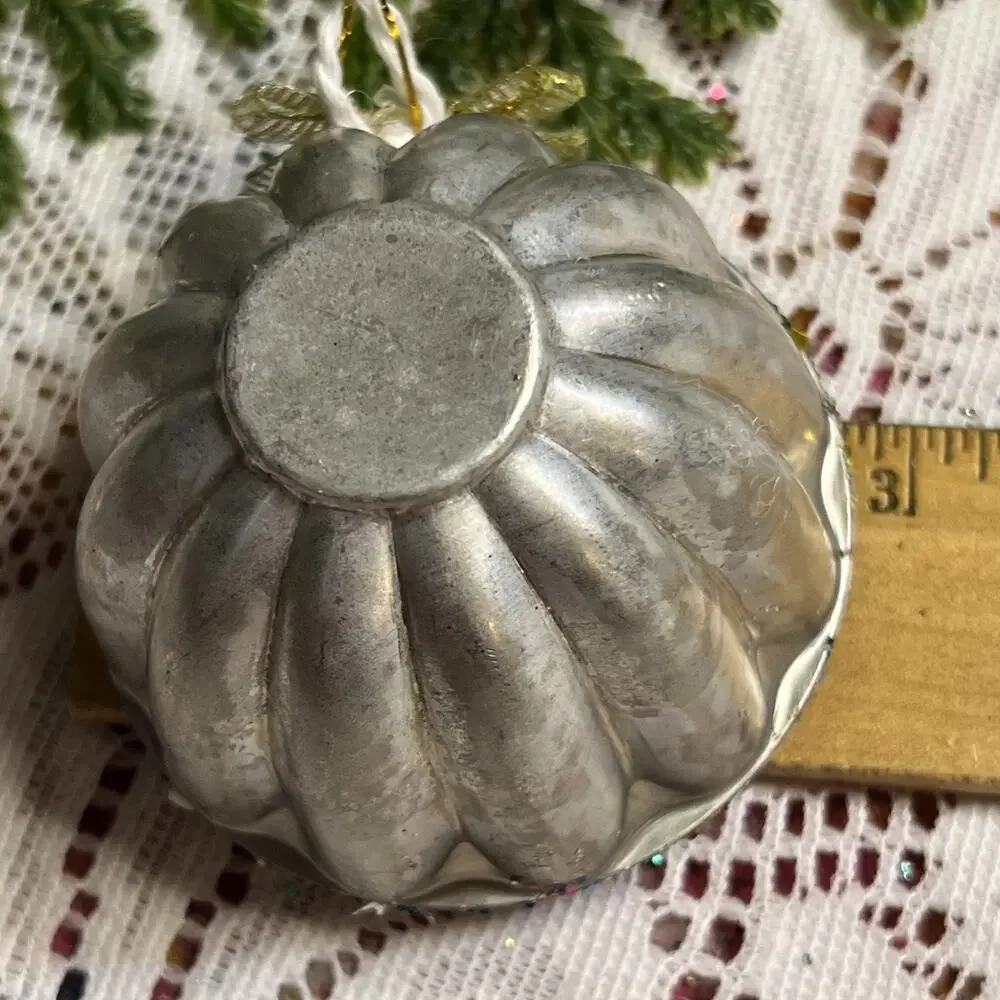 Vintage Round Tart Tin Santa Claus Stars Tree Moon Diorama Mid Century Ornament